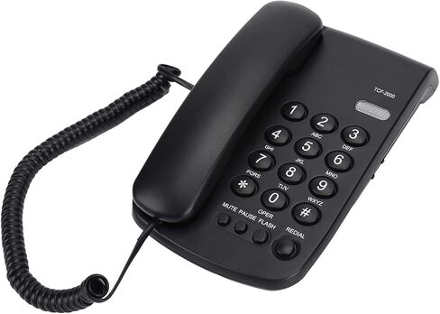 Uvital Desktop Corded Telephone, Black Landline Telephone, Office Landline Phone with Caller Identification, LCD Display, Ringer Volume and Speakerphone Volume Adjustable for Home/Office/Hotel Use in Kuwait
