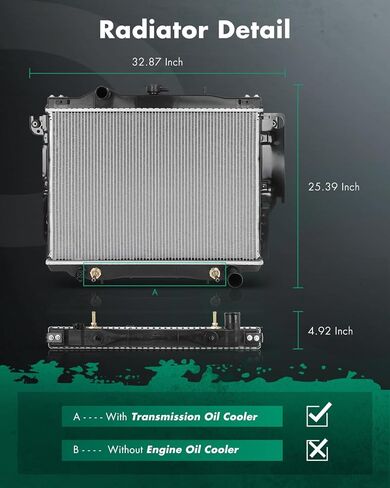 SCITOO Engine Cooling Radiator Assembly Compatible with Dodge Dakota 1992 1993 1994 1995 1996, 3.9L 5.2L, Replace# 4778386, 52028108 in Saudi Arabia
