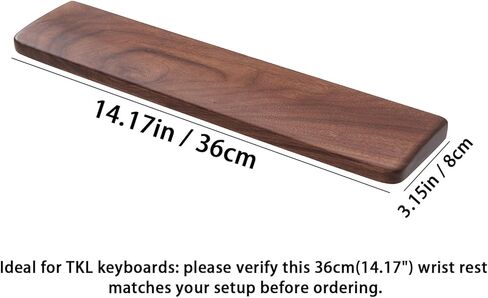 وسادة مسند المعصم للوحة المفاتيح من خشب الجوز، مسند مريح لراحة اليد مقاس 14.2 بوصة للوحة المفاتيح TKL و75%، دعم معصم اليد غير القابل للانزلاق لكتابة وألعاب مريحة، تصميم مقاوم للبقع (متوسط) in Kuwait