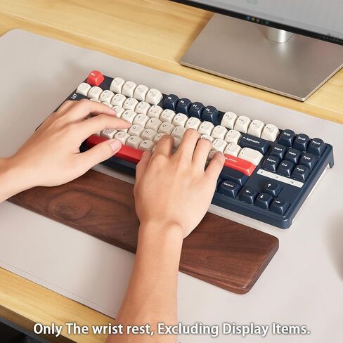 وسادة مسند المعصم للوحة المفاتيح من خشب الجوز، مسند مريح لراحة اليد مقاس 14.2 بوصة للوحة المفاتيح TKL و75%، دعم معصم اليد غير القابل للانزلاق لكتابة وألعاب مريحة، تصميم مقاوم للبقع (متوسط) in Kuwait