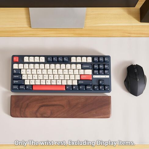 وسادة مسند المعصم للوحة المفاتيح من خشب الجوز، مسند مريح لراحة اليد مقاس 14.2 بوصة للوحة المفاتيح TKL و75%، دعم معصم اليد غير القابل للانزلاق لكتابة وألعاب مريحة، تصميم مقاوم للبقع (متوسط) in Kuwait