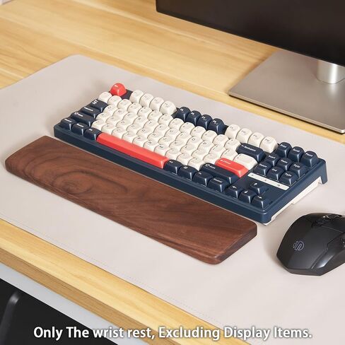 وسادة مسند المعصم للوحة المفاتيح من خشب الجوز، مسند مريح لراحة اليد مقاس 14.2 بوصة للوحة المفاتيح TKL و75%، دعم معصم اليد غير القابل للانزلاق لكتابة وألعاب مريحة، تصميم مقاوم للبقع (متوسط) in Kuwait