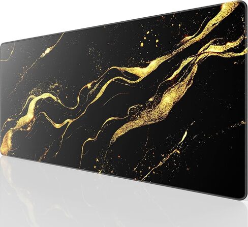 Large Gaming Mouse Pad with Superior Micro-Weave Cloth, 31.5"x11.8" Extended Desk Pad with Stitched Edges, Non-Slip Base, Waterproof Keyboard Mat for Office & Home, Black Gold in Saudi Arabia