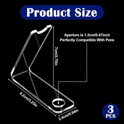 3 Pcs Acrylic Single Pen Holder Pen Display Stand Clear Acrylic, Transparent Pencil Display Stands Makeup Brush Rack Paintbrush Drying Rack Fountain Organizer Stand for Home School Office Desk in Kuwait