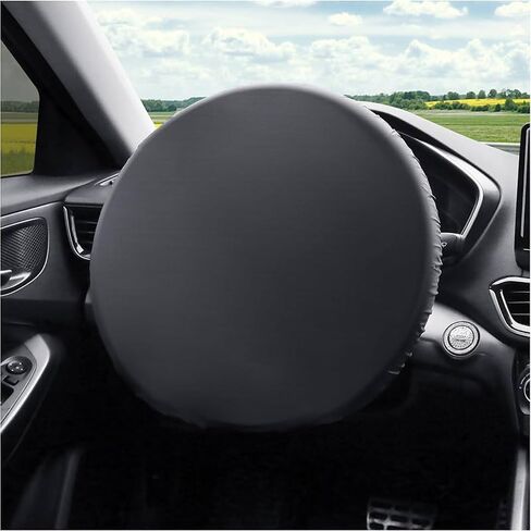1 Pack Car Steering Wheel Cover Sun Shade - Universal 18 Inch Auto Steering Wheel Sun Block Cover - Anti-Heat Steering Wheel Protector Shield Accessories for Most Car Truck (Black) in Kuwait