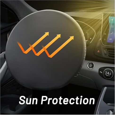 1 Pack Car Steering Wheel Cover Sun Shade - Universal 18 Inch Auto Steering Wheel Sun Block Cover - Anti-Heat Steering Wheel Protector Shield Accessories for Most Car Truck (Black) in Kuwait
