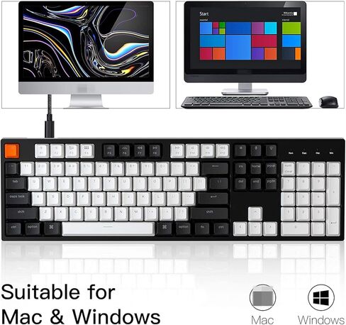 Keychron C2 104 مفاتيح لوحة مفاتيح ميكانيكية سلكية كاملة الحجم لنظام التشغيل Mac Windows، RGB LED بإضاءة خلفية مزدوجة اللقطة ABS Keycaps Gateron G Pro Brown Switch USB-C لوحة مفاتيح الألعاب للاعبين/الطابعين/المكتب/المنزل in Kuwait