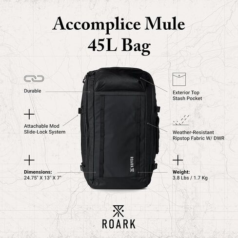 Roark Accomplice Mule 45L Travel Backpack Large Capacity Camping Hiking Weather Resistant Backpack in Kuwait