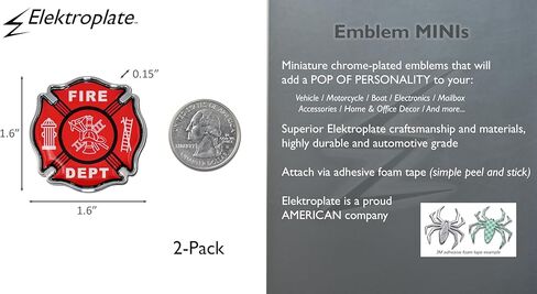 شعارات Elektroplate Mini Fire Department Firefighter Cross OEM من الكروم للدراجات النارية والحرف المائية والديكورات | مقاس عالمي بمقاس 1.6 بوصة × 1.6 بوصة | مقاومة للعوامل الجوية | 2-حزمة in Saudi Arabia