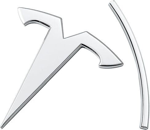 Metal Emblem Replacement for Tesla Model Y Juniper 2026+, Logo Badge Anti-Fade, All-Weather, Easy Install, Multiple Colors for Tesla Y Juniper Accessories 2026 (Front-Model Y Juniper 2025+, Silver) in Kuwait