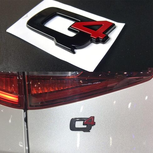 Car Emblem Q4 Black red Logo Car Trunk Side Sticker Glossy Rear Trunk Badge Emblem Sticker Giulia Stelvio for 2017-2022 alfa Romeo Giulia Stelvio q4 Accessories in Saudi Arabia