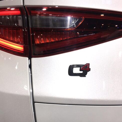 Car Emblem Q4 Black red Logo Car Trunk Side Sticker Glossy Rear Trunk Badge Emblem Sticker Giulia Stelvio for 2017-2022 alfa Romeo Giulia Stelvio q4 Accessories in Saudi Arabia