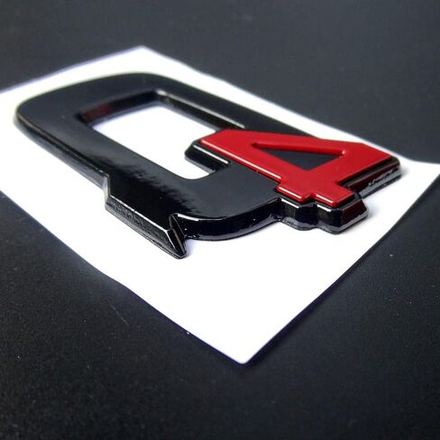 Car Emblem Q4 Black red Logo Car Trunk Side Sticker Glossy Rear Trunk Badge Emblem Sticker Giulia Stelvio for 2017-2022 alfa Romeo Giulia Stelvio q4 Accessories in Saudi Arabia
