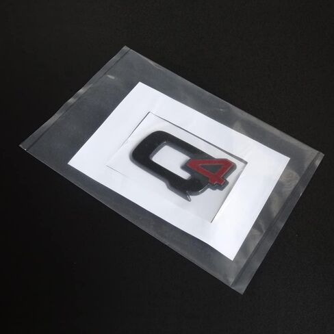Car Emblem Q4 Black red Logo Car Trunk Side Sticker Glossy Rear Trunk Badge Emblem Sticker Giulia Stelvio for 2017-2022 alfa Romeo Giulia Stelvio q4 Accessories in Saudi Arabia
