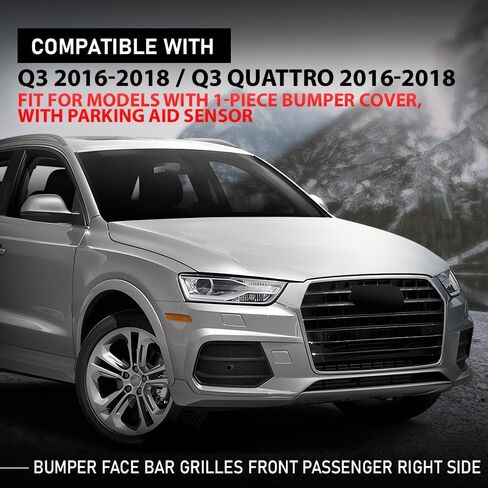 LQI المصد الأمامي مصبغة الضباب غطاء المصباح تقليم الجانب الأيمن متوافق مع أودي Q3 2016-2018، يصلح للنماذج مع غطاء ممتص الصدمات قطعة واحدة، مع مستشعر مساعد وقوف السيارات 8U0807682Q4U8، AU1039135 in Kuwait