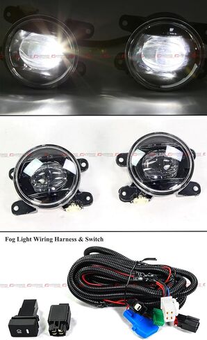 JDM OE Style Gloss Black Fog Light Bezel Cover + Clear Lens Projector LED lamp Compatible With 2022-2024 Honda Civic Sedan & Hatchback in Saudi Arabia
