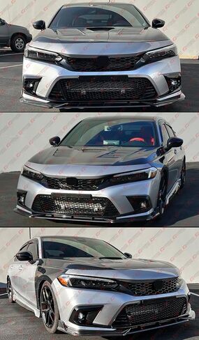 JDM OE Style Gloss Black Fog Light Bezel Cover + Clear Lens Projector LED lamp Compatible With 2022-2024 Honda Civic Sedan & Hatchback in Saudi Arabia