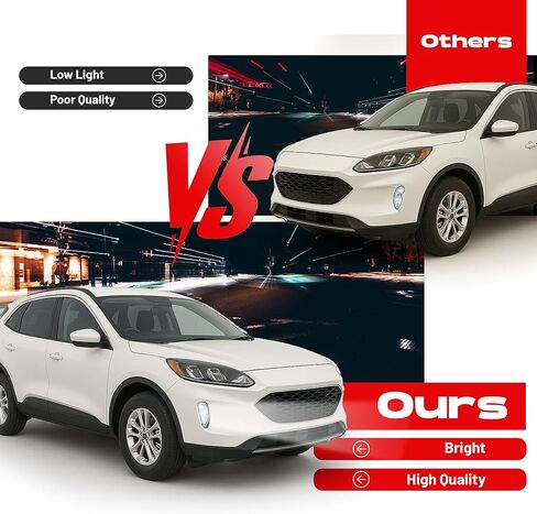 زوج HECASA مصباح ضباب LED مع مفتاح متوافق مع 2020-2022 Ford Escape 4 أبواب رياضية لاستبدال FO2592255 FO2593255 مصباح ضباب بنمط LED عدسة شفافة غطاء كروم LH&RH in Saudi Arabia