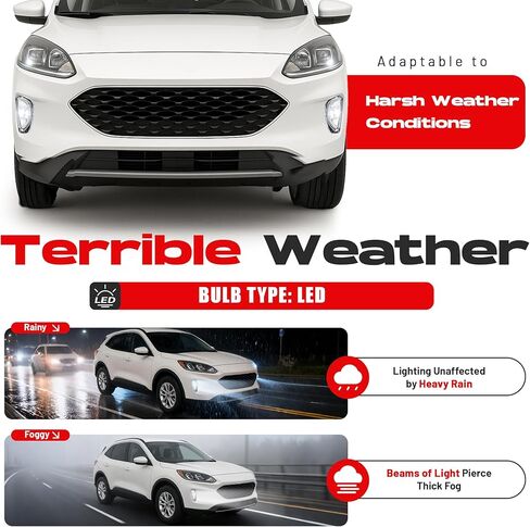 زوج HECASA مصباح ضباب LED مع مفتاح متوافق مع 2020-2022 Ford Escape 4 أبواب رياضية لاستبدال FO2592255 FO2593255 مصباح ضباب بنمط LED عدسة شفافة غطاء كروم LH&RH in Saudi Arabia