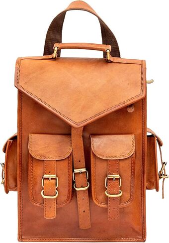 TWARA Convertible Leather Messenger Backpack for Men & Women | 11" x 15" Large Capacity Work & Travel Bag | Multi-Pocket Handmade Leather Laptop Bag in Saudi Arabia