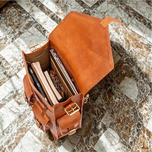 TWARA Convertible Leather Messenger Backpack for Men & Women | 11" x 15" Large Capacity Work & Travel Bag | Multi-Pocket Handmade Leather Laptop Bag in Saudi Arabia
