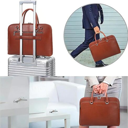 حقيبة كمبيوتر محمول من الجلد الطبيعي من Blofinche: حقيبة كتف ماسنجر مقاس 15 16 بوصة للرجال والنساء حقيبة يد مصممة باللون البني الزيتي in Kuwait