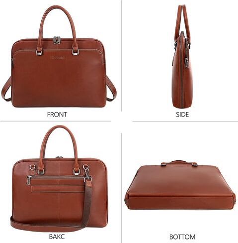 حقيبة كمبيوتر محمول من الجلد الطبيعي من Blofinche: حقيبة كتف ماسنجر مقاس 15 16 بوصة للرجال والنساء حقيبة يد مصممة باللون البني الزيتي in Kuwait