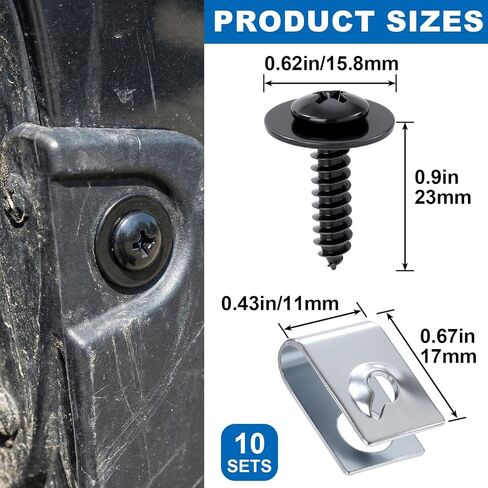 10 قطع براغي بطانة، 10 قطع U-Nuts Kit لهوندا، لمركبات أكورا، OEM 90114-SE0-000، استبدال 90308-SB2-013، مثبتات درع سبلاش لإكسسوارات السيارات in Kuwait
