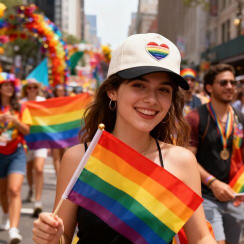 Pride Dad Hat for Men Women, LGBT Rainbow Embroidered Adjustable Cotton Baseball Caps in Kuwait