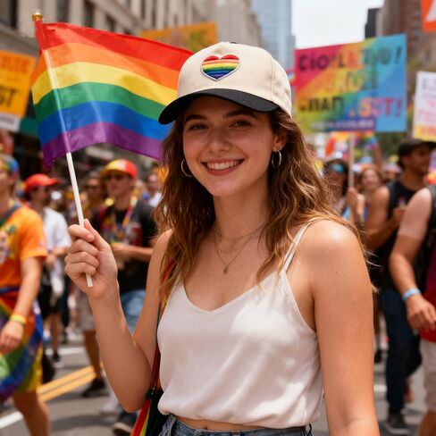 Pride Dad Hat for Men Women, LGBT Rainbow Embroidered Adjustable Cotton Baseball Caps in Kuwait