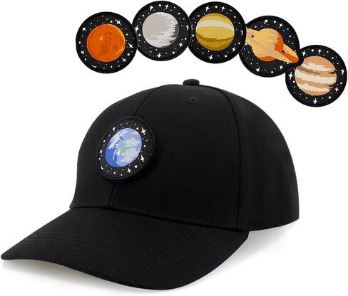 Planets Snapback Hat - 6 Pcs Solar System Patches Included, Adjustable Unisex Baseball Cap for Men Women in Saudi Arabia
