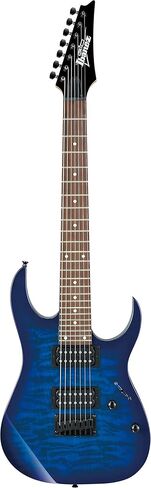 Ibanez GRG 7 String Solid-Body Electric Guitar, Right, Transparent Blue Burst, Full (GRG7221QATBB) in Saudi Arabia