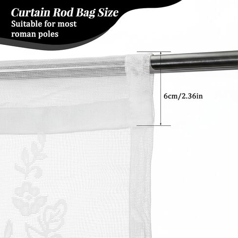 Lace Valances for Windows, Curtain Valance 52x16 in with 2.36 in Rod Pocket Short Sheer Lace Floral Valance for Kitchen Living Room Bedroom in Kuwait