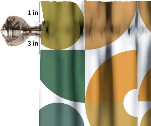 Mid Century Rainbow Valance, Vintage Colorful Rainbow Modern Abstract Geometric Art Print Blackout Short Window Curtain for Kids Bedroom Livingroom Kitchen, 54x18inch in Saudi Arabia