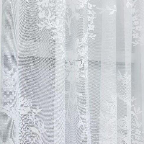 White Lace Swag Curtain Valances for Living Room Small Windows, Rose Floral Embroidered Sheer Vintage Window Valance Farmhouse Country Decor Window Treatments for Kitchen, Bedroom, Bathroom, Cafe in Saudi Arabia