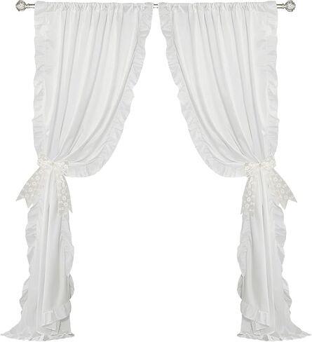 Ruffle Valances for Windows White Solid Curtains 2 Panels Farmhouse Drapes Rod Pocket Decorative Window Treatment Set for Kitchen Doorway 59x108 Inch in Kuwait