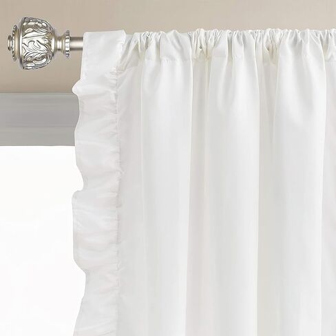 Ruffle Valances for Windows White Solid Curtains 2 Panels Farmhouse Drapes Rod Pocket Decorative Window Treatment Set for Kitchen Doorway 59x108 Inch in Kuwait