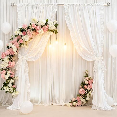 Ruffle Valances for Windows White Solid Curtains 2 Panels Farmhouse Drapes Rod Pocket Decorative Window Treatment Set for Kitchen Doorway 59x108 Inch in Kuwait