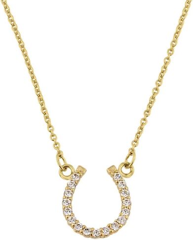 Fine 14k Yellow Gold Lucky Horseshoe Charm with Diamond Necklace in Saudi Arabia