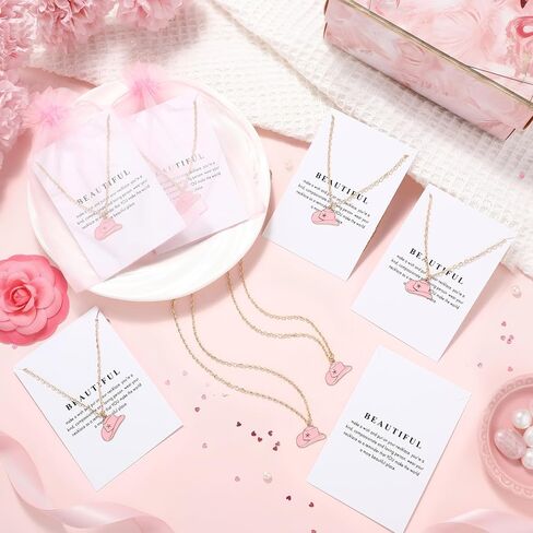 Tondiamo 12 Set Cowgirl Party Favors Cowgirl Hat Necklace Western Necklace for Women Galentine Jewelry Gift Bulk with Card and Bags in Saudi Arabia