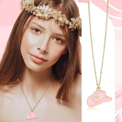 Tondiamo 12 Set Cowgirl Party Favors Cowgirl Hat Necklace Western Necklace for Women Galentine Jewelry Gift Bulk with Card and Bags in Saudi Arabia