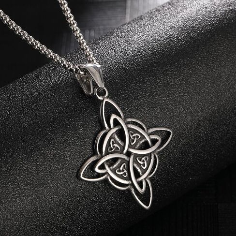 NIGHTCRUZ 2PCS قلادة عقدة الساحرة، قلادة عقدة سلتيك مع Triquetra Trinity، قلادة من الفولاذ المقاوم للصدأ للنساء in Kuwait