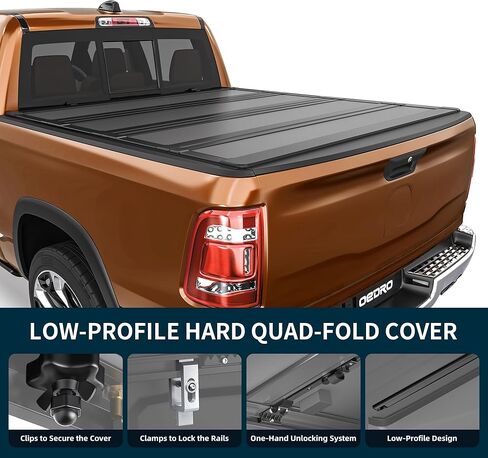 OEDRO Hard Quad-Fold Low-Profile Tonneau Cover Fit for Chevy Silverado/GMC Sierra 1500 New Body 2019-2026 with 5.7ft Bed Without Multi-Flex Tailgate in Saudi Arabia