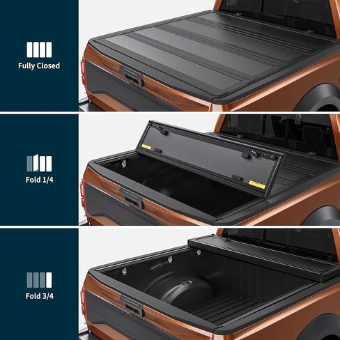 OEDRO Hard Quad-Fold Low-Profile Tonneau Cover Fit for Chevy Silverado/GMC Sierra 1500 New Body 2019-2026 with 5.7ft Bed Without Multi-Flex Tailgate in Saudi Arabia
