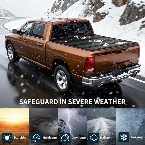 OEDRO Hard Quad-Fold Low-Profile Tonneau Cover Fit for Chevy Silverado/GMC Sierra 1500 New Body 2019-2026 with 5.7ft Bed Without Multi-Flex Tailgate in Saudi Arabia