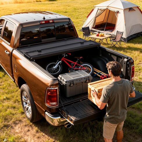 OEDRO Hard Quad-Fold Low-Profile Tonneau Cover Fit for Chevy Silverado/GMC Sierra 1500 New Body 2019-2026 with 5.7ft Bed Without Multi-Flex Tailgate in Saudi Arabia