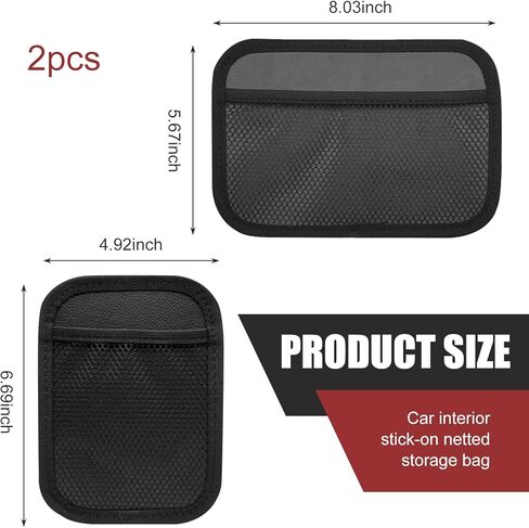 2PCS Car Organizer Net Pocket, Multifunctional Internal Adhesive Storage Bag for Phones Sunglasses ID Cards, Thickened Oxford Side Pocket with Comfortable Cotton, for Most Cars (Black) in Saudi Arabia
