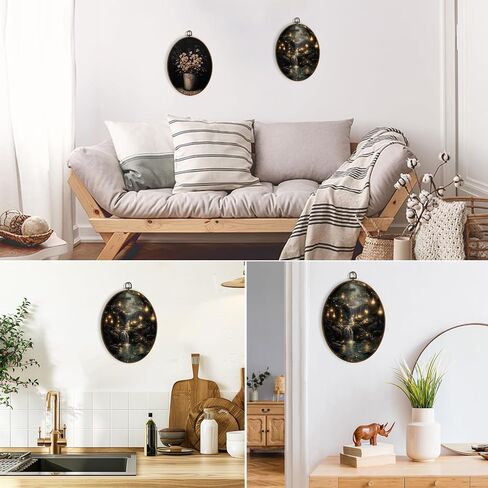 dvhdajed Vintage Cottagecore Moody Floral Round Wall Art Decor, Dark Academia Wildflower Framed Canvas Art, Dark Gothic Floral Bouquet Round Wall Hanging Decor for Farmhouse Bedroom Living Room,10x10 in Kuwait