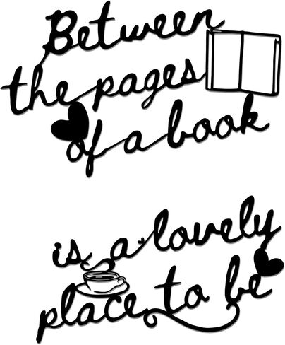 لوحة فنية جدارية للكتاب، ديكور حائط اقتباس القراءة - مجموعة لافتات معدنية بين الصفحات، لوحة فنية جدارية للمكتبة، هدية لمحبي الكتب، مجموعة مكونة من قطعتين in Kuwait