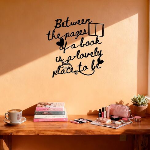 لوحة فنية جدارية للكتاب، ديكور حائط اقتباس القراءة - مجموعة لافتات معدنية بين الصفحات، لوحة فنية جدارية للمكتبة، هدية لمحبي الكتب، مجموعة مكونة من قطعتين in Kuwait